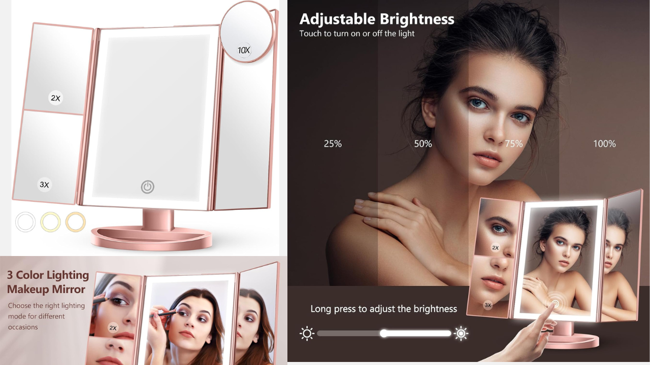 Illuminate Your Beauty Routine: Lighted Makeup Mirror with 3 Color Lighting